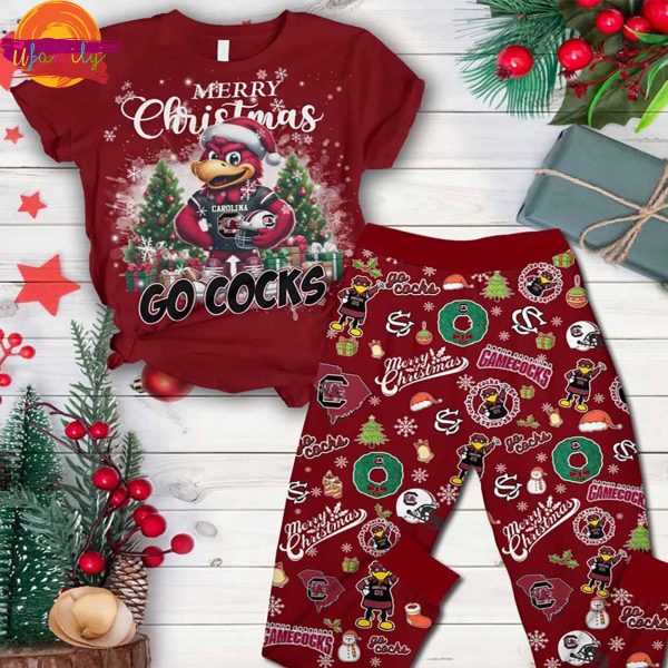 Merry Christmas Go Cocks South Carolina Gamecocks T Shirt Pajama Set