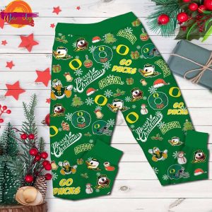 Merry Christmas Go Duck NCAA T Shirt Pajama Set 3