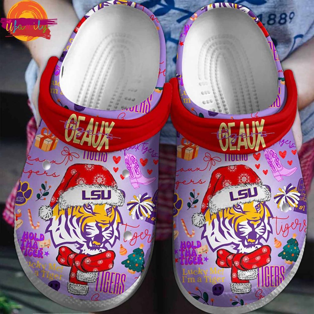 Merry Christmas NCAA Football Lsu Tigers Crocs