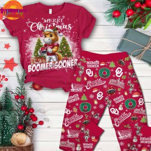 Merry Christmas Oklahoma Boomer Sooner T Shirt Pajama Set 1