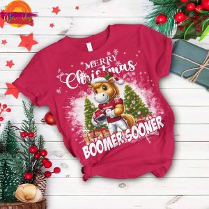 Merry Christmas Oklahoma Boomer Sooner T Shirt Pajama Set 2