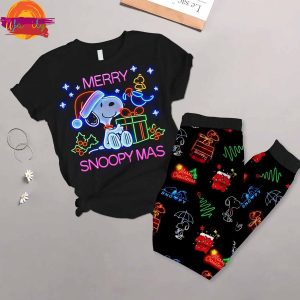 Merry Christmas Snoopy Mas T Shirt Pajama Set