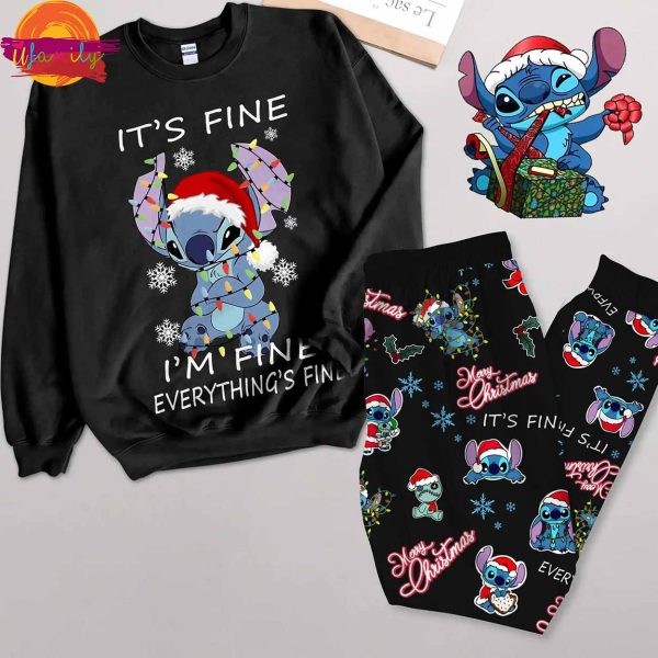 Merry Christmas Stitch Long Sleeve Pajama Set