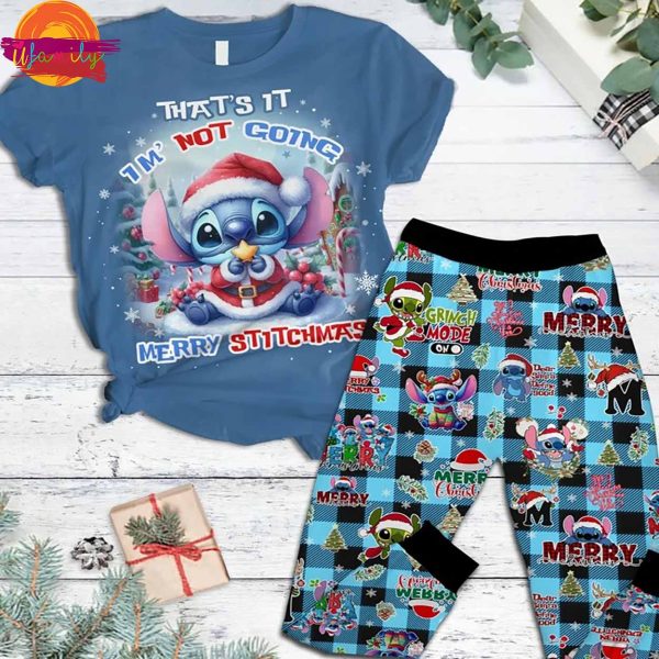 Merry Christmas Stitch T-Shirt Pajama Set