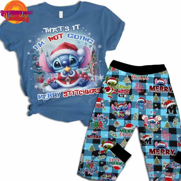 Merry Christmas Stitch T-Shirt Pajama Set