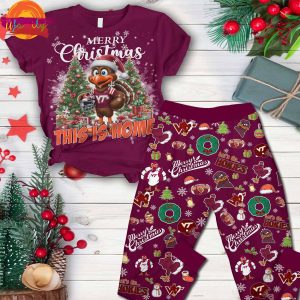 Merry Christmas Virginia Tech Hokies T Shirt Pajama Set