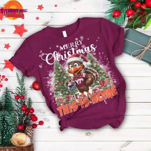 Merry Christmas Virginia Tech Hokies T Shirt Pajama Set