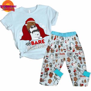 Merry Christmas We Bare Bears Blue T Shirt Pajama Set