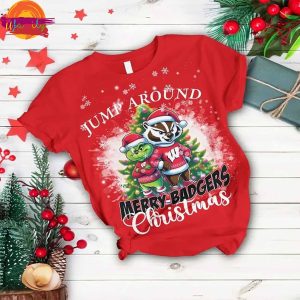 Merry Christmas Wisconsin Badgers Football T Shirt Pajama 2