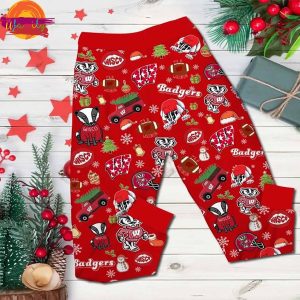 Merry Christmas Wisconsin Badgers Football T Shirt Pajama 3