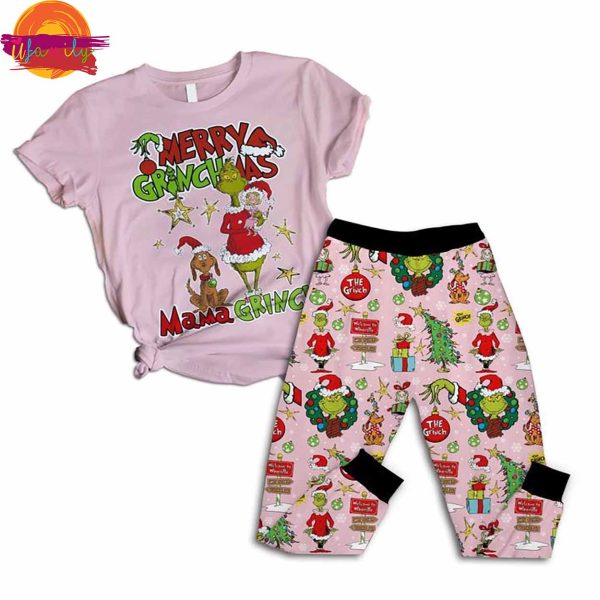 Merry Grinchmas Mama Grinch Christmas Pajama Shirt For Family