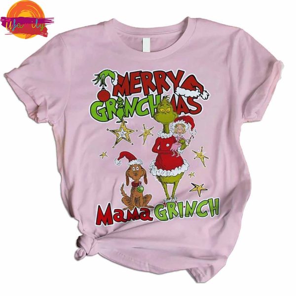 Merry Grinchmas Mama Grinch Christmas Pajama Shirt For Family