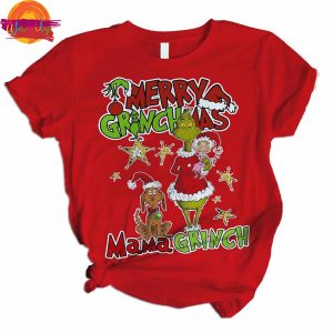 Merry Grinchmas Mama Grinch Christmas Red Pajama Sets Fleece 3