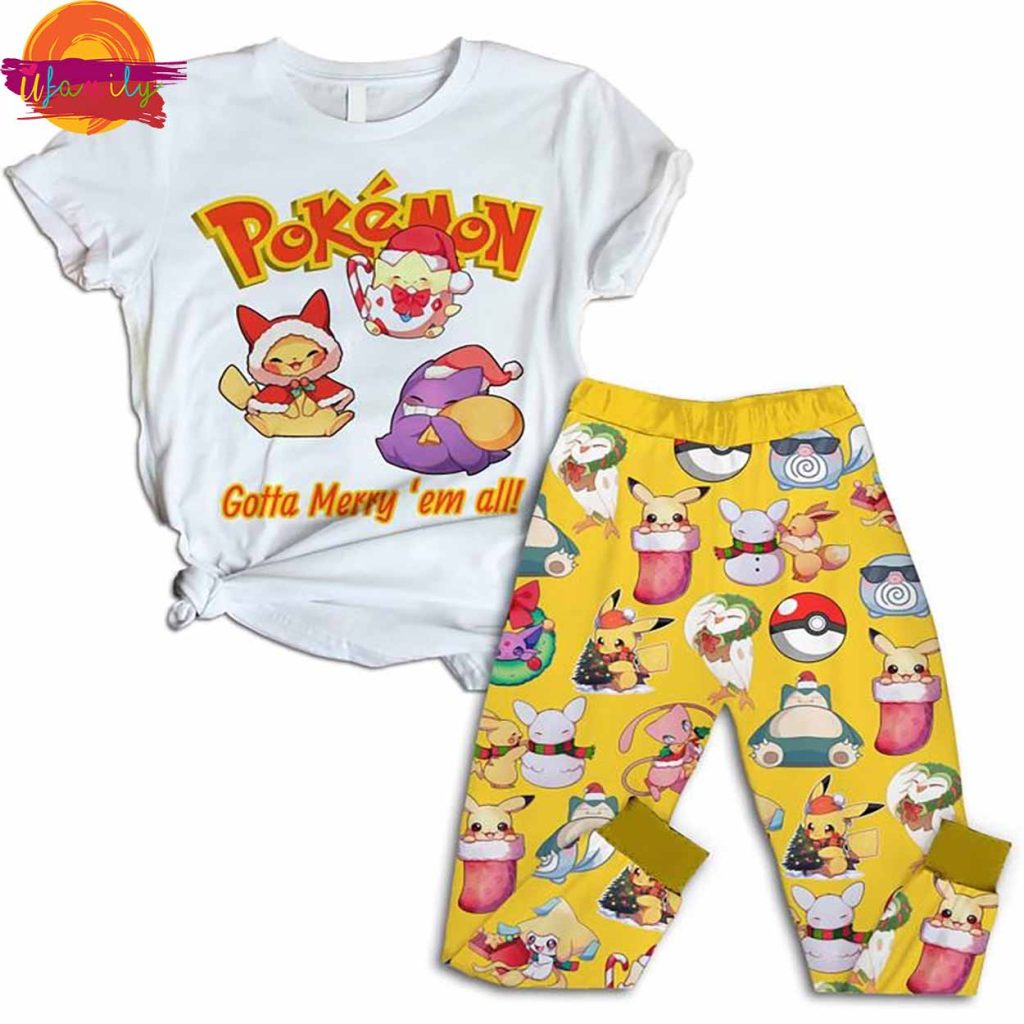 Pokemon Christmas T Shirt Pajama Set