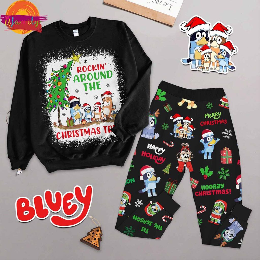 Rockin Around The Christmas Tree Bluey Long Sleeve Pajama Set