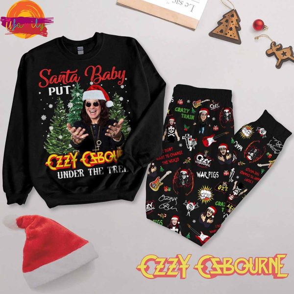 Santa Baby Put Ozzy Osbourne Christmas Long Sleeve Pajama Set