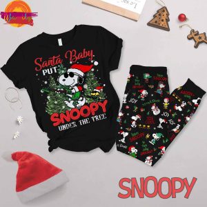 Santa Baby Put Snoopy Under The Tree T Shirt Pajama Set 1