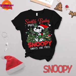 Santa Baby Put Snoopy Under The Tree T Shirt Pajama Set 2