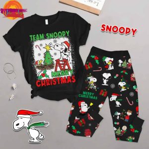 Team Snoopy Merry Christmas T Shirt Pajama Set