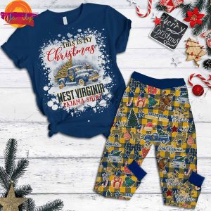 This Is My Christmas West Virginia Mountaineers Pajama Shirt 5