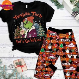 Virginia Tech Hokies Grinch T Shirt Pajama Set