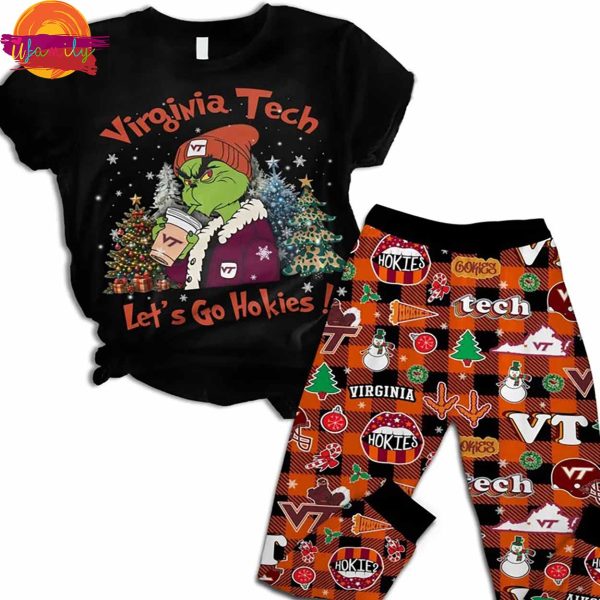 Virginia Tech Hokies Grinch T Shirt Pajama Set