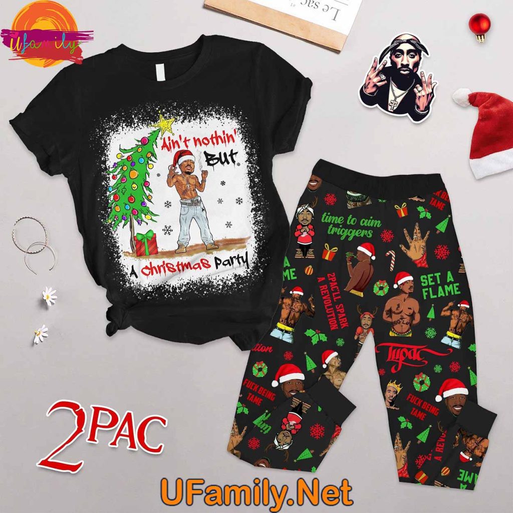 2pac Christmas​ T Shirt Pajama Set