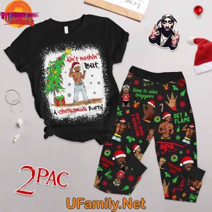 2pac Christmas T Shirt Pajama Set 1