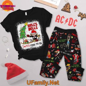 AC/DC Christmas Santa Claus T Shirt Pajama Set