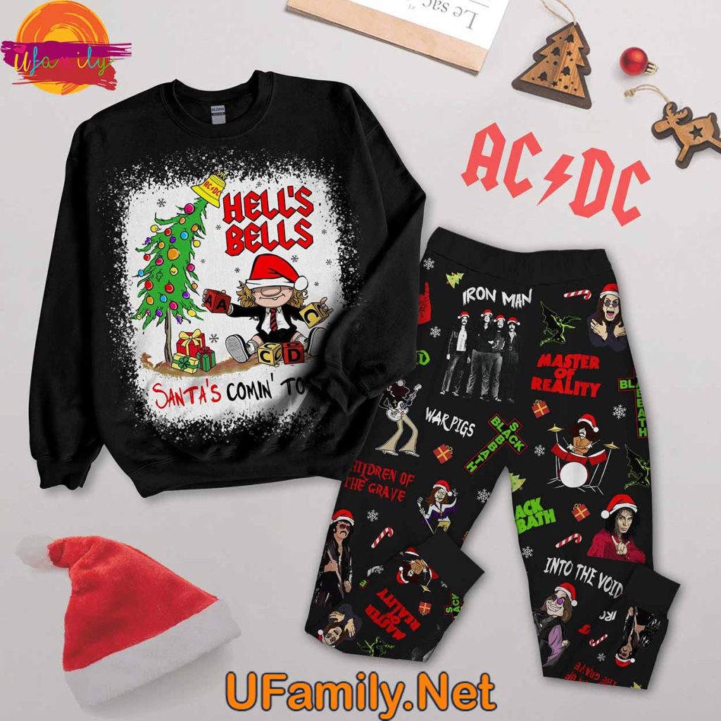 ACDC Hells Bells Christmas 2024 Long Sleeve Pajama