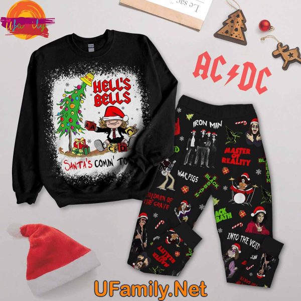 ACDC Hells Bells Christmas 2024 Long Sleeve Pajama