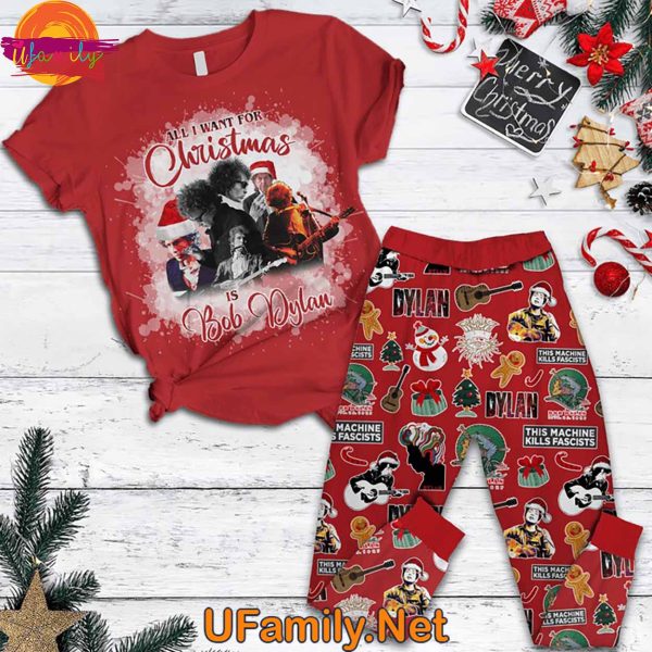 All I Want For Christmas Bob Dylan T Shirt Pajama Set