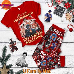 All I Want For Christmas Is Sylvester Stallone T Shirt Pajama Set 1