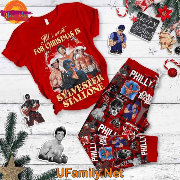 All I Want For Christmas Is Sylvester Stallone T Shirt Pajama Set