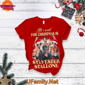 All I Want For Christmas Is Sylvester Stallone T Shirt Pajama Set 2