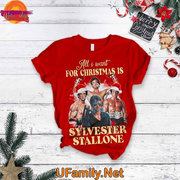 All I Want For Christmas Is Sylvester Stallone T Shirt Pajama Set