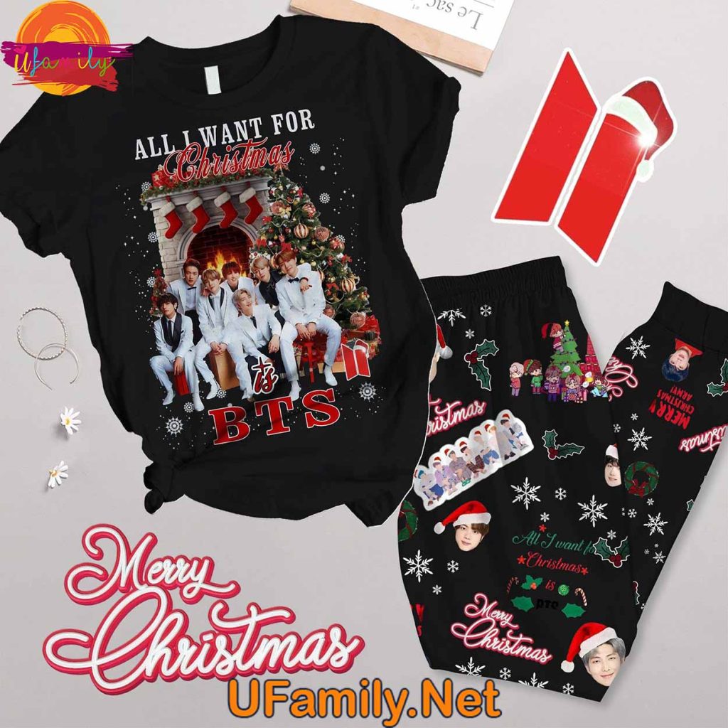 BTS Christmas T Shirt Pajama Set - All I Want For Christmas