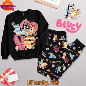 Bluey Couple Valentine 2025 Long Sleeve Pajama Set