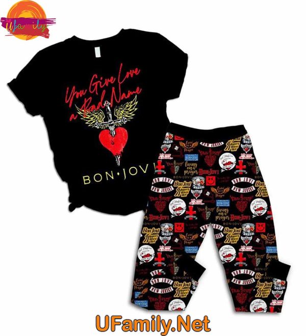 Bon Jovi T Shirt Pajama Set – You Give Love A Bad Name