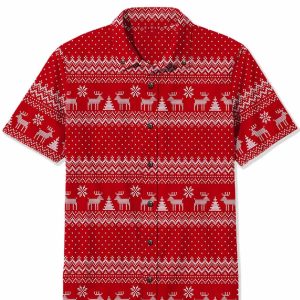 Christmas Deer Button Down Hawaiian Shirt Style