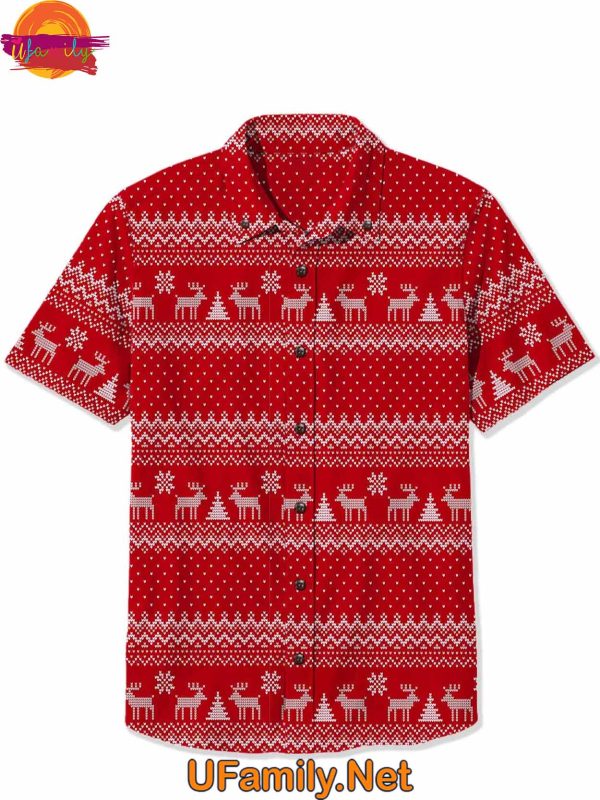 Christmas Deer Button Down Hawaiian Shirt Style