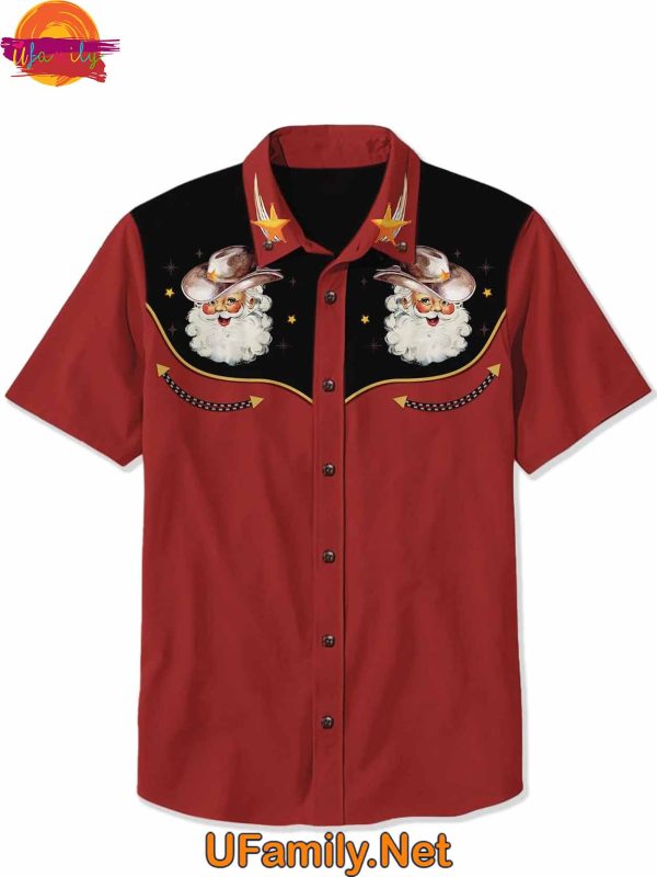 Cowboy Santa Western Christmas Hawaiian Shirt Style