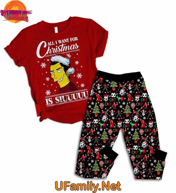 Cristiano Ronaldo Christmas T Shirt Red Pajama Set – Meme Is Siu