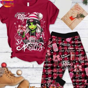 Dr Pepper Bougie Grinch T Shirt Pajama Set