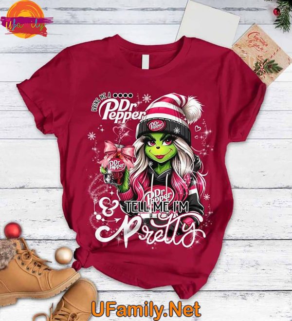 Dr Pepper Bougie Grinch T Shirt Pajama Set