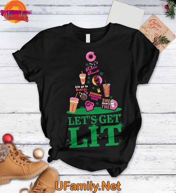 Dunkin Donut Let’s Get Lit T Shirt Pajama Set