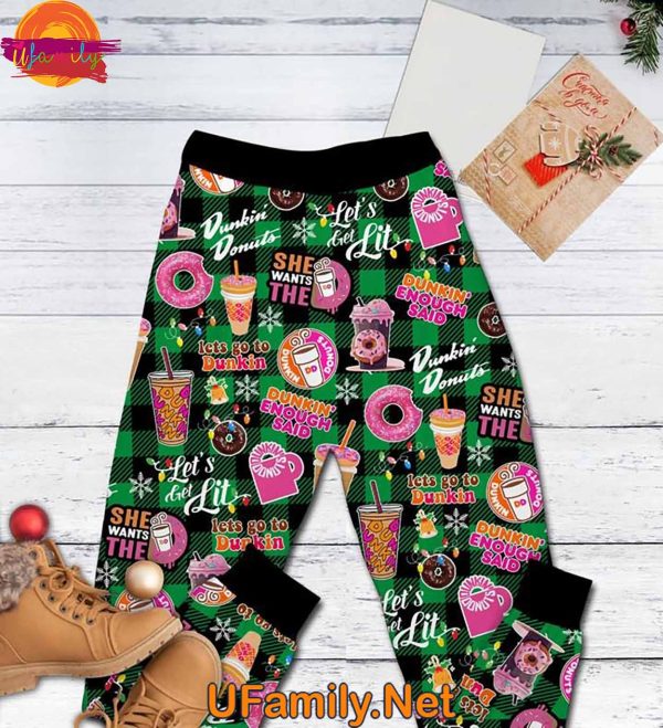 Dunkin Donut Let’s Get Lit T Shirt Pajama Set