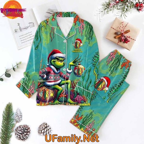 Fish Band Grinch Christmas Pajama Set – Cozy & Unique Holiday Sleepwear