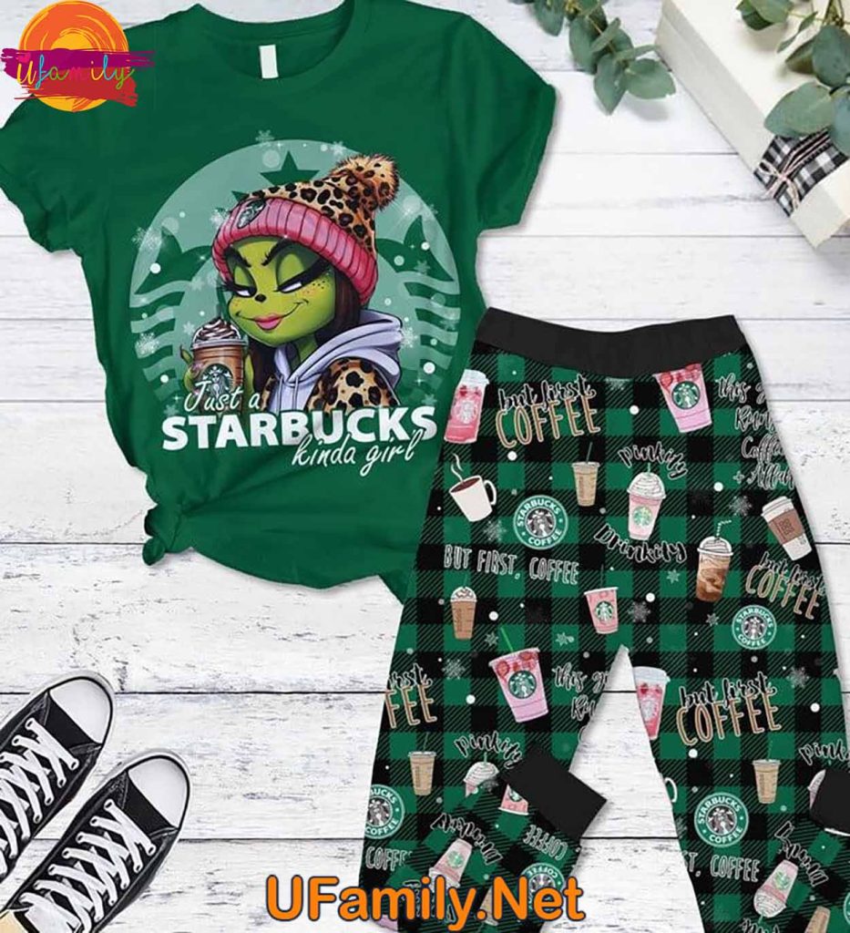 Girl Grinch Starbucks T Shirt Pajamas Set