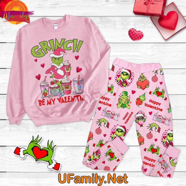 Grinch Be My Valentine 2025 Long Sleeve Pajama Set